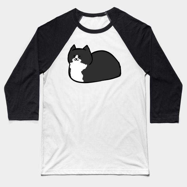 Tuxedo Cat Loaf Baseball T-Shirt by little-ampharos